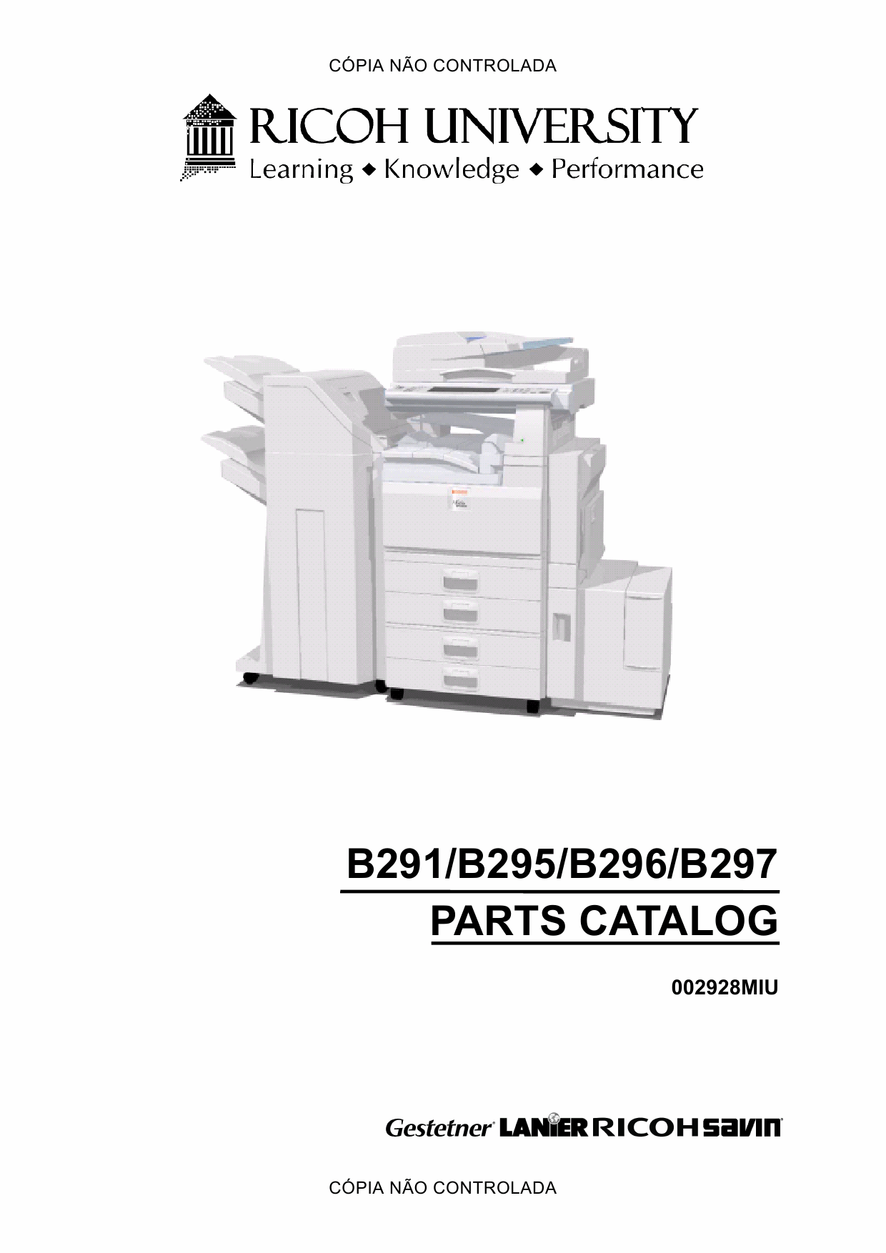 RICOH Aficio MP-3500g 4500g 3500 4500 B291 B295 B296 B297 Parts Catalog-1